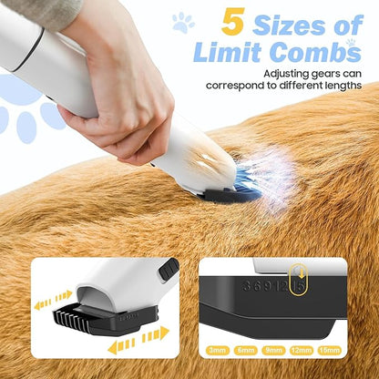 Dog Grooming Kit & Pet Hair Dryer & Dog Electric Clippers, 3L Large Capacity with 8 Grooming Tools, Low Noise for Long Hair Dogs and Cats, Adjustable Airflow and Temperature, UL, Touchscreen