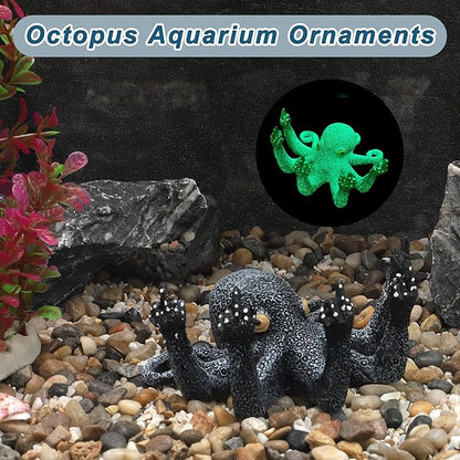 Fish Tank Decor, Octopus Aquarium Ornament, Funny Octopus Fish Tank Decorations, Resin Fish Tank Decoration, Black