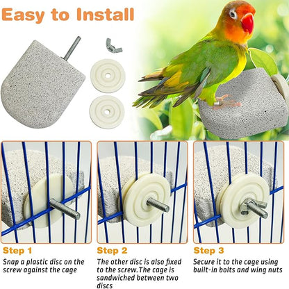 PINVNBY 6 PCS Bird Perch Bird Beak Grinding Stone Calcium Mineral Parrot Perch Foot Claws Trimmer Chew Toy Cage Accessories for Small Medium Budgie Cockatiel Conure Lovebird Finch