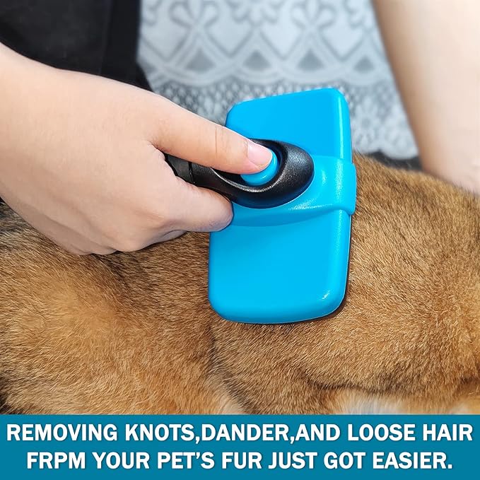 ROPO Self-cleaning Dog Cat Brush for Shedding Grooming, Pet Hair Brush Tool with Protective Ball Head for Dematting and Removing Loose Fur, Undercoat, Mats, Tangles, Knots, Suitable for all Pets