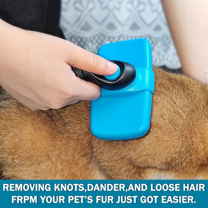 ROPO Self-cleaning Dog Cat Brush for Shedding Grooming, Pet Hair Brush Tool with Protective Ball Head for Dematting and Removing Loose Fur, Undercoat, Mats, Tangles, Knots, Suitable for all Pets