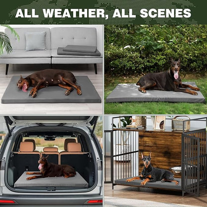 Durable Outdoor Waterproof Dog Bed up to 60 lbs Large Dogs Chew Resistance Dog Crate Mat Washable Cover