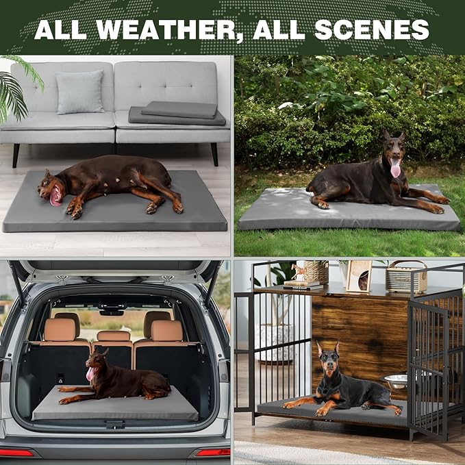 Durable Outdoor Waterproof Dog Bed up to 25 lbs Puppies Chew Resistance Dog Crate Mat Washable Cover