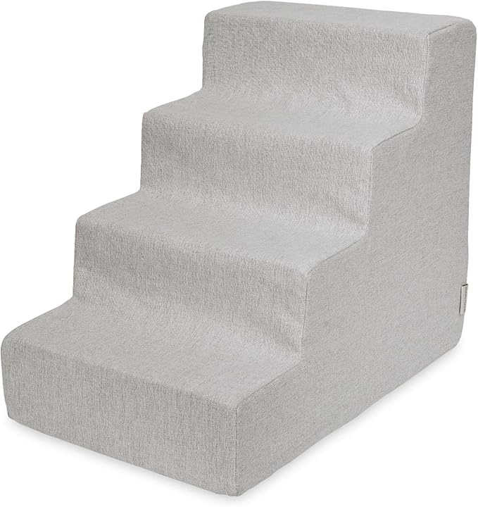 Best Pet Supplies Dog Stairs for Small Dogs & Cats, Foam Pet Steps Portable Ramp for Couch Sofa and High Bed Non-Slip Balanced Indoor Step Support, Paw Safe No Assembly - Sand, 4-Step