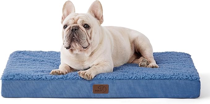 Bedsure Medium Dog Bed for Medium Dogs  Orthopedic Waterproof Dog Beds with Removable Washable Cover, Egg Crate Foam Pet Bed Mat, Blue Wave