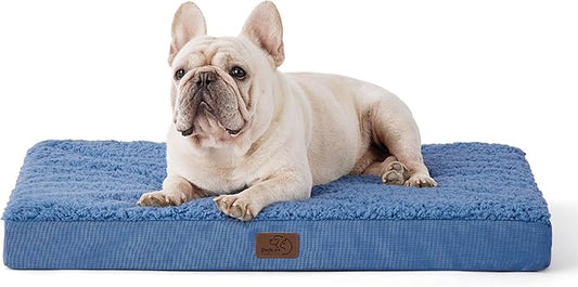 Bedsure Medium Dog Bed for Medium Dogs  Orthopedic Waterproof Dog Beds with Removable Washable Cover, Egg Crate Foam Pet Bed Mat, Blue Wave