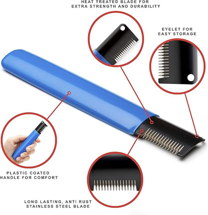 Dog, Puppy Grooming Stripping Knife - Hand Stripping Blade Tool for Coarse Hair Coats,Blue