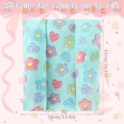 15.7X14 Inch Rabbit Bed, Padded Concave Bed for Small Animals, Cuddle Cushion Plush Mat with Cotton Lounger Pillows for Guinea Pigs, Hamsters, Rabbits, Rats and Bearded Dragons (Blue)