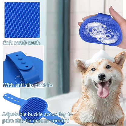 2Pcs Dog Washing Gloves and Dog Bath Brush 3PCS Pet Grooming Kit with Adjustable Ring Handle for Short & Long Hair Dogs Cats Pet Grooming Gloves Dog Bath Supplies