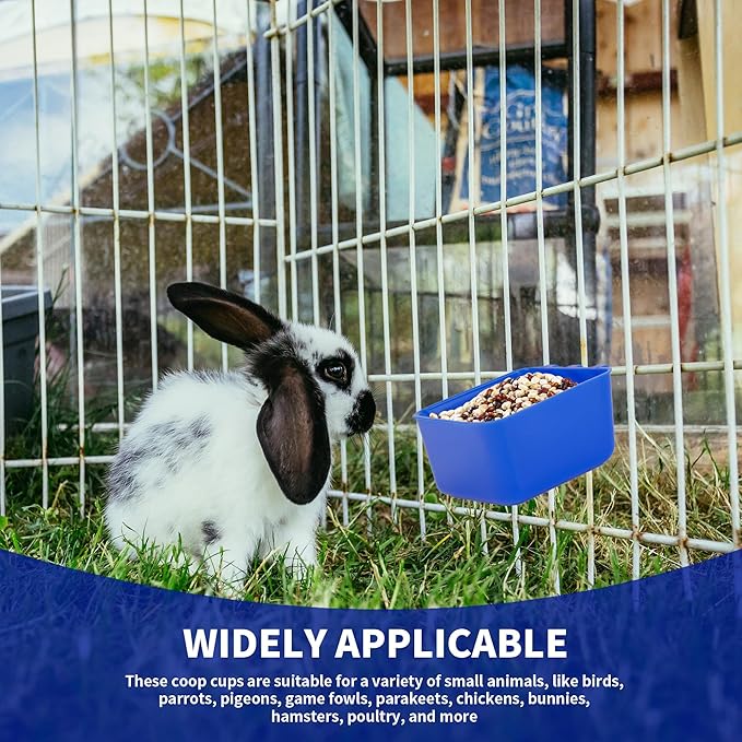 40 Pcs Cage Cups Chicken Feeder Cups 16 oz Hanging Bird Food Water Cups Bunny Cage Feeding Bowl Dish for Pet Parrot Rooster Parakeet Gamefowl Poultry Pigeon Wire Cage(Blue)