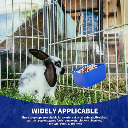 40 Pcs Cage Cups Chicken Feeder Cups 16 oz Hanging Bird Food Water Cups Bunny Cage Feeding Bowl Dish for Pet Parrot Rooster Parakeet Gamefowl Poultry Pigeon Wire Cage(Blue)