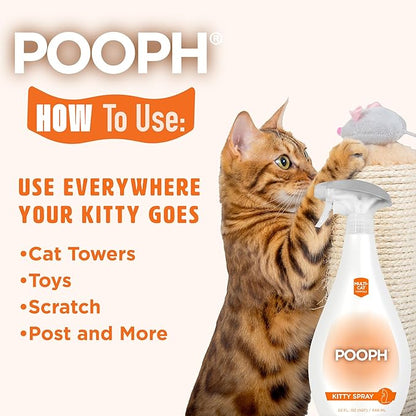 POOPH® Kitty Spray - Patented Technology Eliminates Organic Odor On-Contact Goes Anywhere Your Kitty Goes - Cat Trees, Furniture, Bedding & More Safe Fragrance-Free Non-Toxic Eco-Conscious