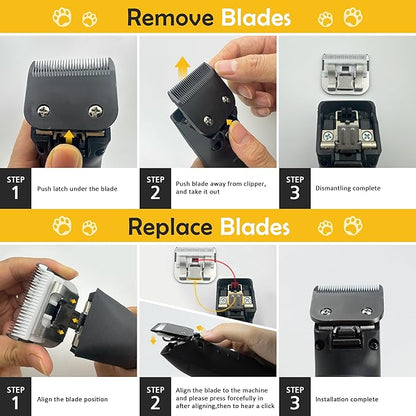 30 Detachable Dog Grooming Clipper Replacement Blades,Compatible with Andis Cut Length 1/50"(0.5mm),Compatible with Oster A5, Wahl KM Series Clippers, Made of Ceramic & Stainless Steel Blade