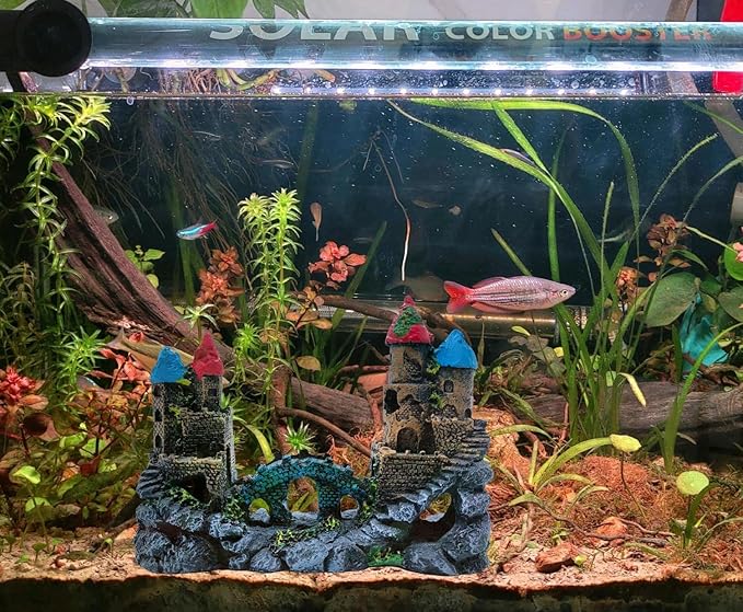 M2cbridge Antique Roman Column Ruins European Castle Aquarium Decorations Fish Tank Hideout Rocks (Medium Castle)