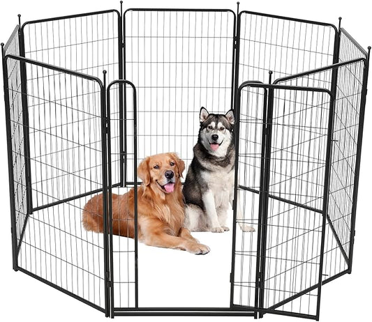 Dog Playpen,48 Inch(H) 18 Ft(L) 8 Panels Dog Fence Indoor/Outdoor,Heavy Duty Metal Pet Puppy Exercise Pen, Wide Door Low Threshold,Portable Pet Playpen for Rv Camping Garden Yard