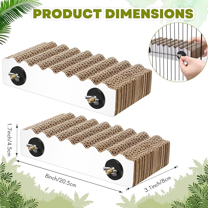 2-Piece Bird Platforms - Macaw, Small Parakeet, Conure, Budgie - Brown Cardboard Bird Perch - Paw Grinding Stand - Parrot Playground