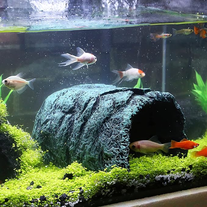 Hide Cave Aquarium Decorations-Premium Resinous Natural Hideout Fit for Aquariums & Terrariums, Reptiles, Amphibians, Fish Playground