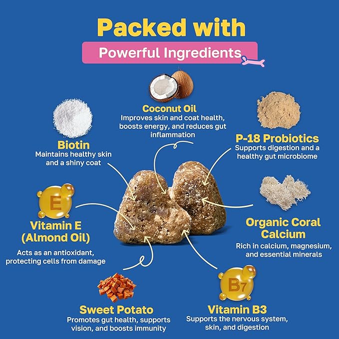 Happy Paws Skin and Coat Supplement for Dogs, Shedding & Dog Hair Growth Support for All Breeds & Ages, Made with Coconut Oil & Vitamin B12, Vegan Chicken Flavor, Organic, Non GMO, 100 Soft Chews