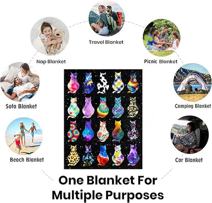 Cat Blanket Soft Cozy Flannel Throw Blanket Warm Lightweight Blankets Gifts for Cat Lovers Kids Girls Women Adults 80"x60"