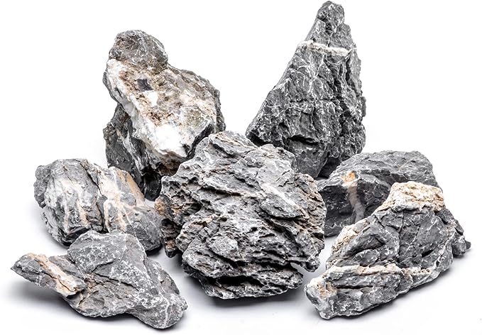 SubstrateSource Natural Stone for Aquarium, Terrarium, Paludarium, Reptile Enclosures - Set of Decorative Rocks for Landcapes, Aquascaping, Fish Tank Decor (Boutique Seiryu Stone, 20 Pounds, 3-8")