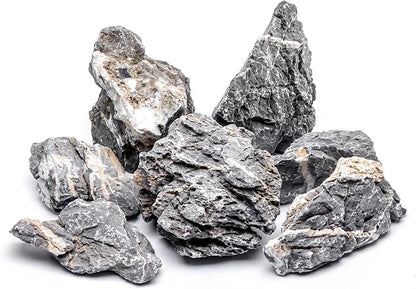 SubstrateSource Natural Stone for Aquarium, Terrarium, Paludarium, Reptile Enclosures - Set of Decorative Rocks for Landcapes, Aquascaping, Fish Tank Decor (Boutique Seiryu Stone, 20 Pounds, 3-8")