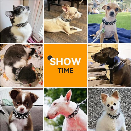 PETCARE Spiked Dog Collar Black Soft Pu Leather Funny Mushrooms Rivet Spike Studded Puppy Collar Adjustable Outdoor Pet Dog Collar for Small Medium Large Dogs Cats Chihuahua Pug Pit Bull Dog Collars