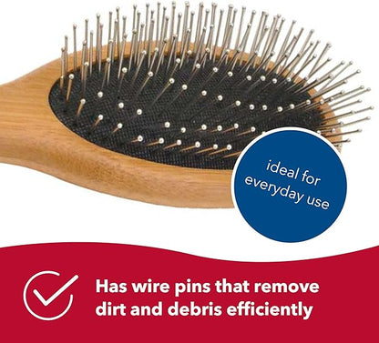 Coastal Pet Safari Wire Pin Dog Brush with Bamboo Handle - Large - General Dog Grooming Brush for Short and Long Hair - Eco-Friendly Handle