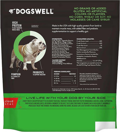 DOGSWELL Gut Health Meaty Jerky Dog Treats, Lamb, 20 oz. Pouch