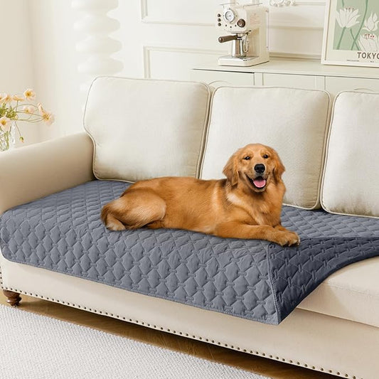 Smiry Waterproof Dog Bed Blanket, Soft Dog Bed Cover Pet Blanket, Reversible Couch Cover for Dogs Washable, Pet Couch Covers for Sofa Furniture Protector for Puppy Cat (30x70 Inch, Grey/Dark Grey)