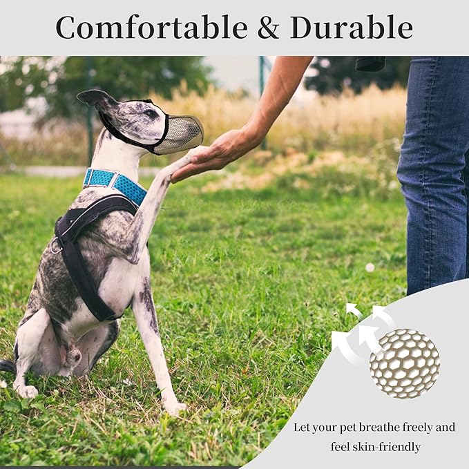 Dog Muzzle, Breathable Soft Muzzle for Extra Small Dogs to Anti & Prevent Barking Biting Chewing, Reflective & Adjustable Basket Muzzle with Air Mesh for Dachshund Brown XS