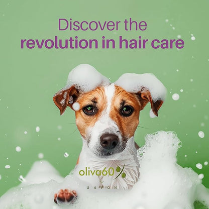 Natural Dog Shampoo Bar with Colloidal Oatmeal, Lavender, and Vanilla | Eco-Friendly, Long-Lasting Dog Bath | Sensitive Skin | Sulfate-Free, Nourishing Oils for Shiny Coat | Dog Essentials | Oliva 60