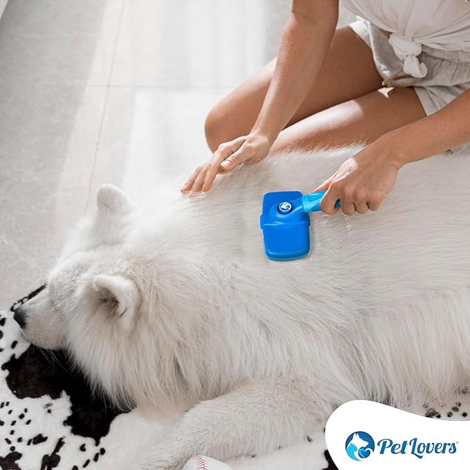 PetLovers EzSlicker Self-Cleaning Brush - Dog Brush for Shedding, Gentle Slicker Brush for Cats, Tangle-Free Grooming Comb with Soft Bristles & Ergonomic Handle for Stress-Free Grooming