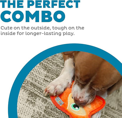 Outward Hound Durablez Minis Stuffing-Free Squeaky Plush Dog Toy for Puppies & Small Dogs - Interactive, Soft Yet Tough, No Mess, Jumbo Squeaker, Long-Lasting Play, Fox