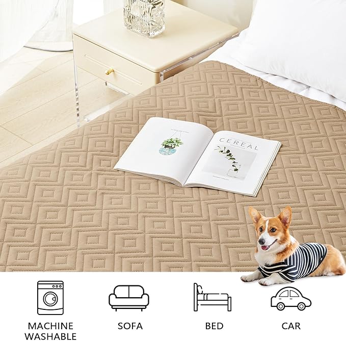 hyha Waterproof Dog Blanket, Soft Pet Bed Blankets, Waterproof Sofa Couch Cover for Dogs Washable, Reversible Pet Couch Covers for Sofa Furniture (68x82 Inch, Camel/Beige)