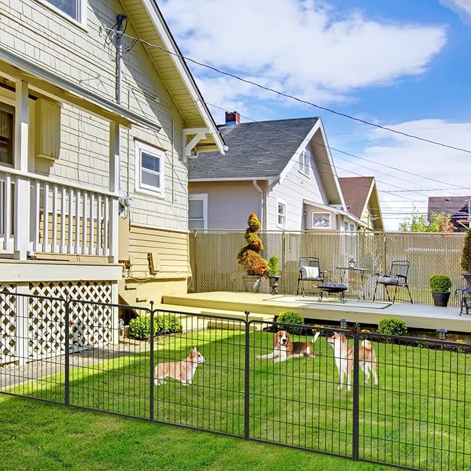 Decorative Garden Fence with Gate, 32in x96ft 42 Panels Metal Fence Panels Heavy Duty Dog Fencing Outdoor Fences for Yard, Rustproof Garden Fencing Flower Bed Edging for Patio Decor