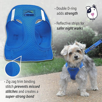 Doggie Design Dog Harness - No Choke Dog Harness, Dog Vest, Mesh Polyester, Pet Harness, Simple Step in and Go Design, Harness for Dog - Cobalt Blue, L