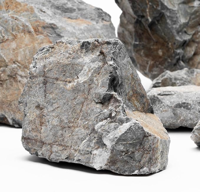 SubstrateSource Natural Stone for Aquarium, Terrarium, Paludarium, Reptile Enclosures - Set of Decorative Rocks for Landcapes, Aquascaping, Fish Tank Decor (Manten Stone, 20 Pounds, 2-8")