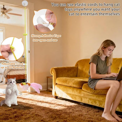 Interactive Bird Cat Toy,1Pcs Interactive Chirping Bird Cats Feather Toys and 2Pcs Birds Cat Feather Toys Replacement for Indoor Cats