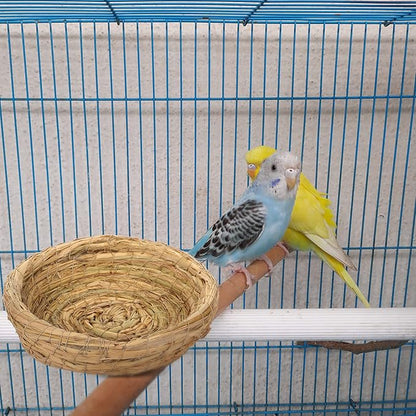 Patelai 4 Pcs Bird Nest Handmade Woven Flat Base Dove Bird House Breeding Nest Small Animal Cage Accessories for Pigeon Parrot Budgie Parakeet Cockatiel Hamster Gerbil Pig(8.66 Inch)