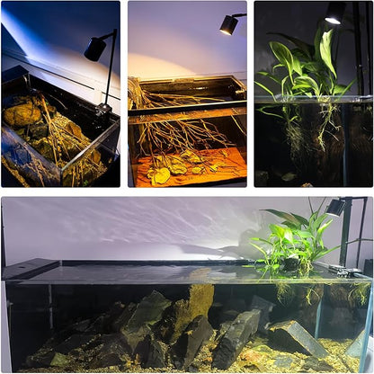 UPETTOOLS Clip On Aquarium Light, Fish Tank Spotlight with 3 Light Colors ，Adjustable Light Head, for Small Medium Planted Freshwater Tank
