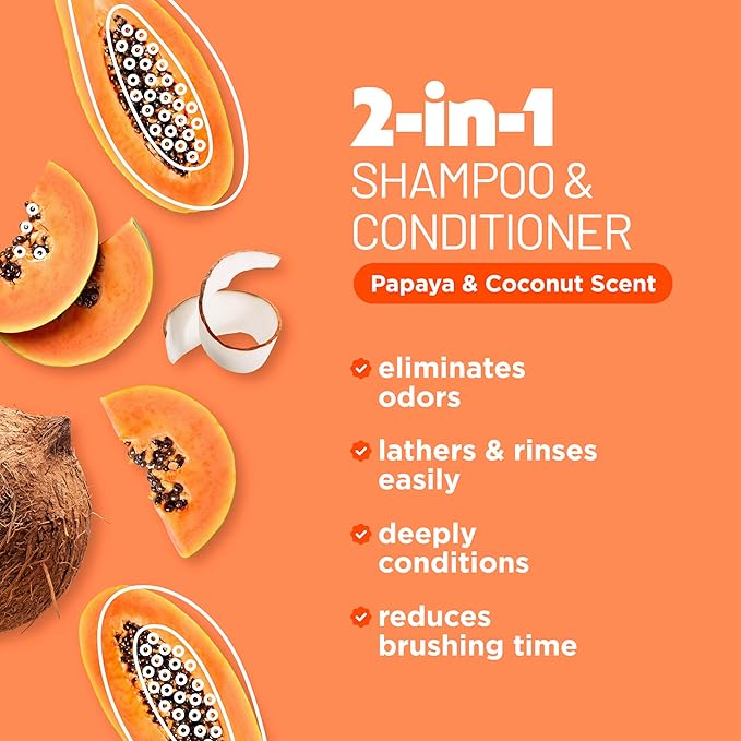 TropiClean 2-in-1 Dog Shampoo and Conditioner & Dog Detangler Spray Dematting, Grooming Bundle, Puppy Safe, Made in USA