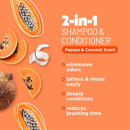 TropiClean 2-in-1 Dog Shampoo and Conditioner & Dog Detangler Spray Dematting, Grooming Bundle, Puppy Safe, Made in USA