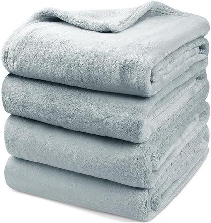 Onarway Dog Blanket Washable for Puppy: 4 Packs Dog Blankets 40”x28” - Fluffy Soft Small Throw for Cat Puppy Kitten Dogs - Fleece Pet Blankets for Bed Sofa Car and Indoor - Light Grey