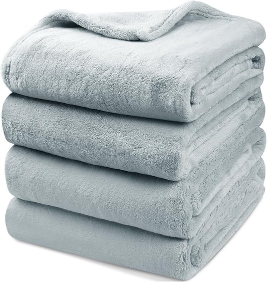 Onarway Dog Blanket Washable for Puppy: 4 Packs Dog Blankets 40”x28” - Fluffy Soft Small Throw for Cat Puppy Kitten Dogs - Fleece Pet Blankets for Bed Sofa Car and Indoor - Light Grey