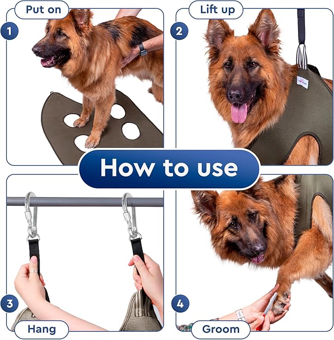 Dog Hammock for Grooming  Hanging Harness for Nail Trimming, Clipping, Pet Grooming Hammock Sling  Dog Holder, Hanger, Restraint Bag  Safe and Easy Pet Care at Home