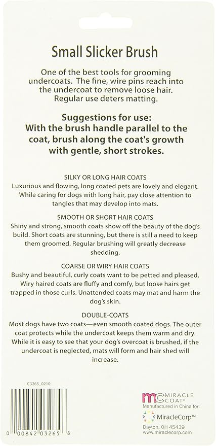 Miracle Care Coat Slicker Dog Brush,Small