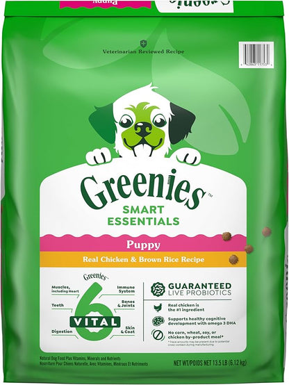 Greenies Smart Essentials Puppy High Protein Dry Dog Food Real Chicken & Brown Rice Recipe, 13.5 lb. Bag
