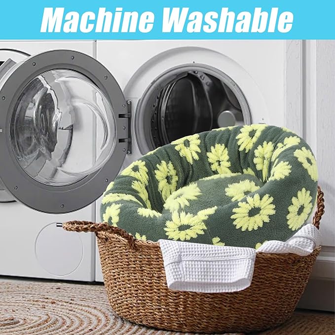 HYQ Small Dog Bed, Cat Beds for Indoor Cats, Dog Beds for Small Dogs with Anti-Slip Bottom, Cute Puppy Bed Washable-Yellow-17inch