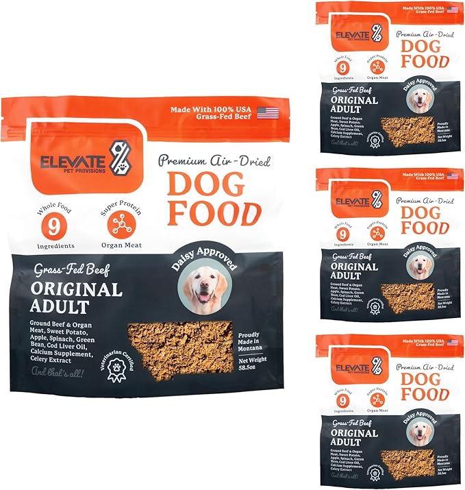 100% Human Grade Air Dried Dog Food - All Natural - USA Grass Fed Beef - Limited Ingredient Dog Food - Grain Free - Dehydrated - Complete Meal or Dog Food Topper  Beef Flavor - 14.6 lb