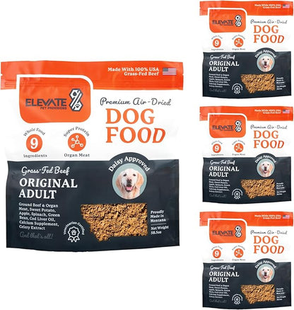 100% Human Grade Air Dried Dog Food - All Natural - USA Grass Fed Beef - Limited Ingredient Dog Food - Grain Free - Dehydrated - Complete Meal or Dog Food Topper  Beef Flavor - 14.6 lb